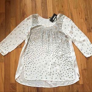 NWT Tracy Reese Boho Top with Metallic Details